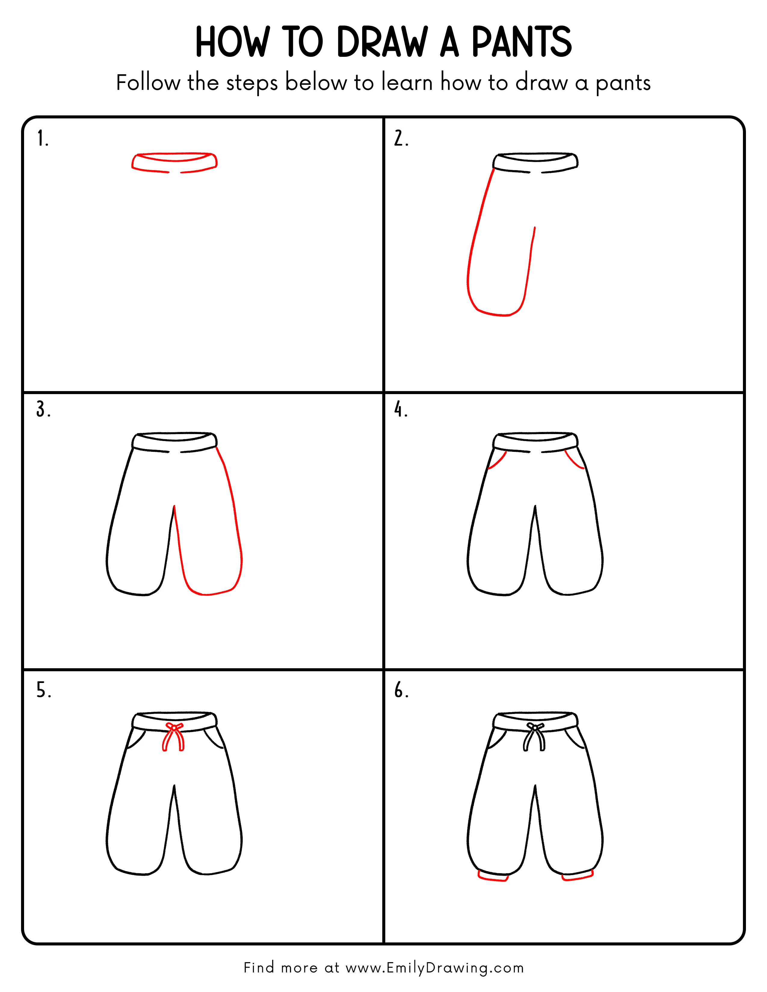 Printable Pants Drawing Guide