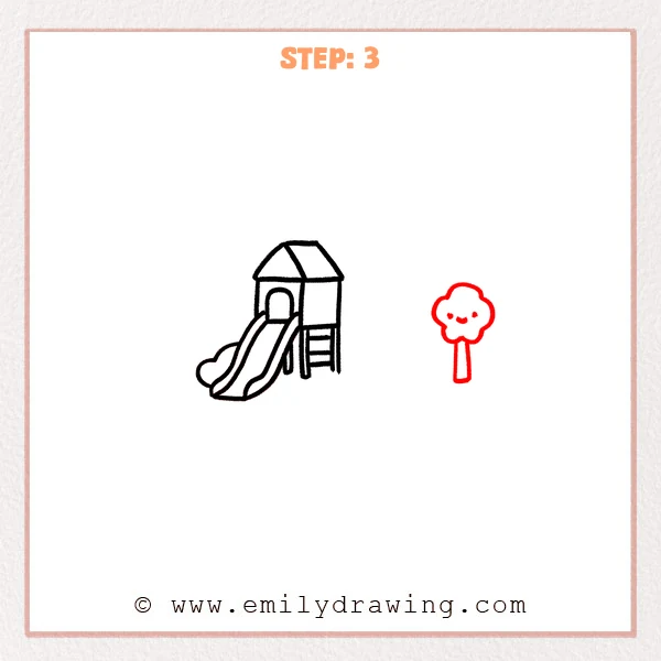 how to draw a park - Step 3