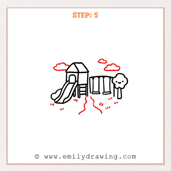 how to draw a park - Step 5