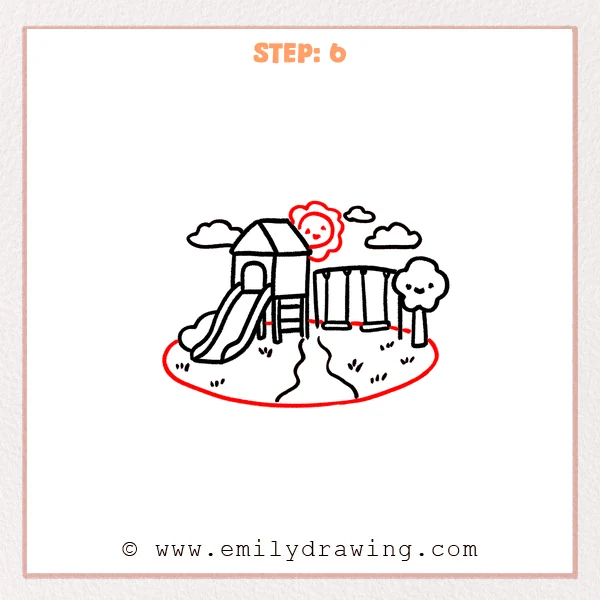 how to draw a park - Step 6