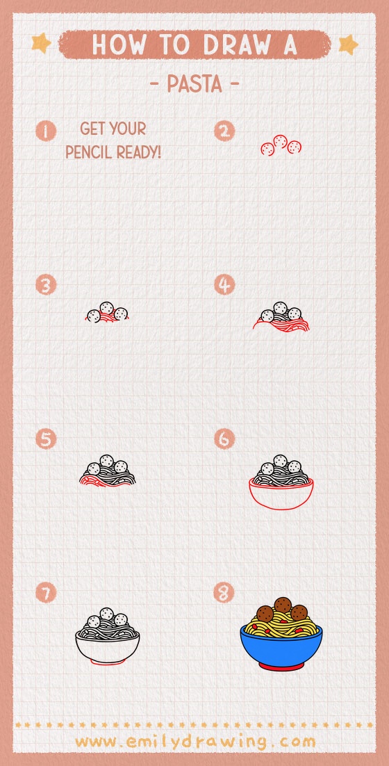 how to draw a pasta pinterest pin