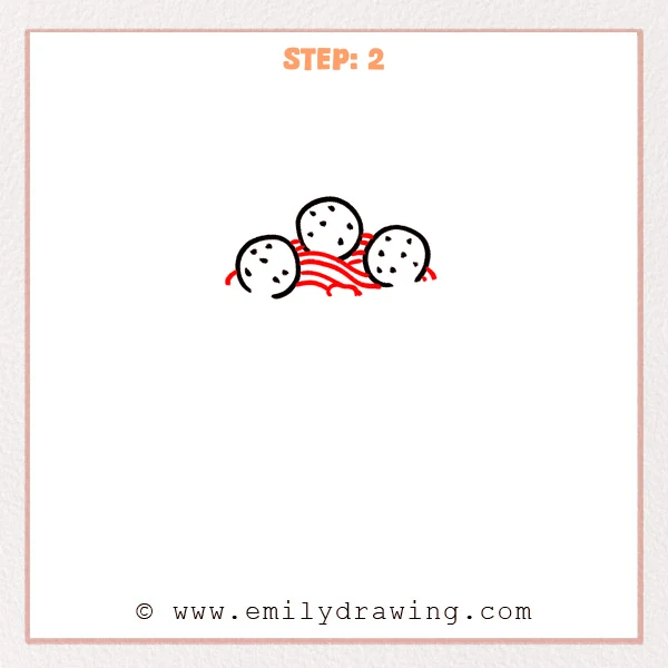 how to draw a pasta - Step 2
