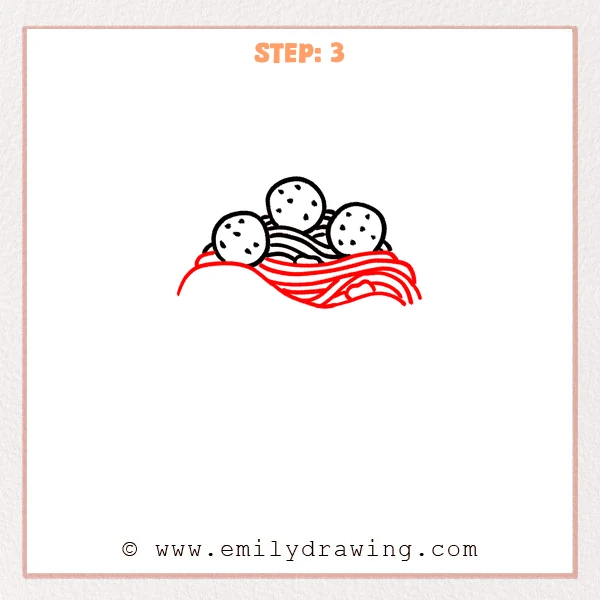 how to draw a pasta - Step 3