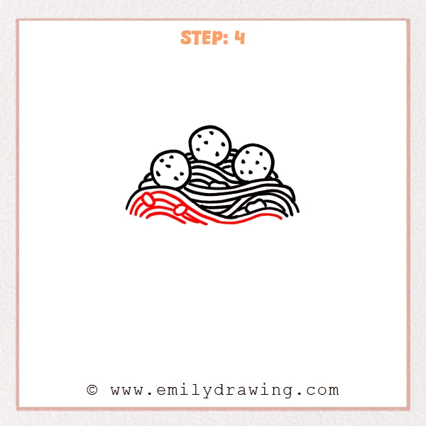 how to draw a pasta - Step 4