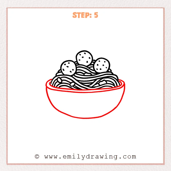 how to draw a pasta - Step 5