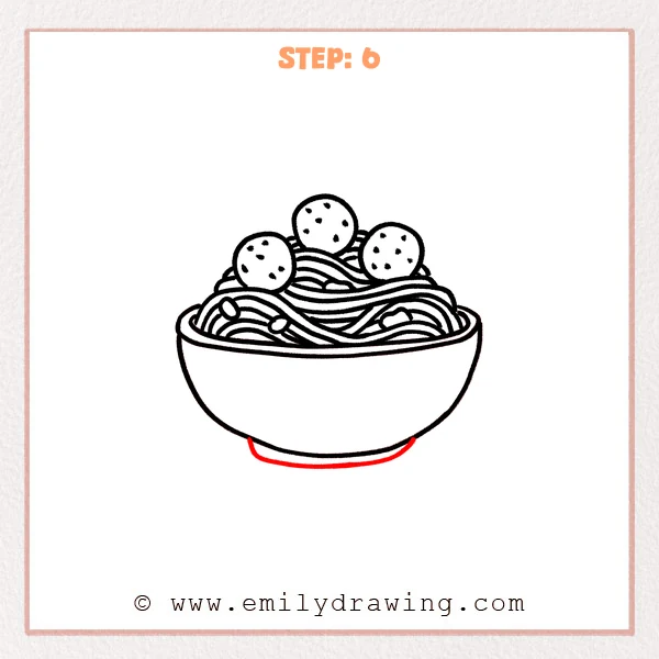 how to draw a pasta - Step 6