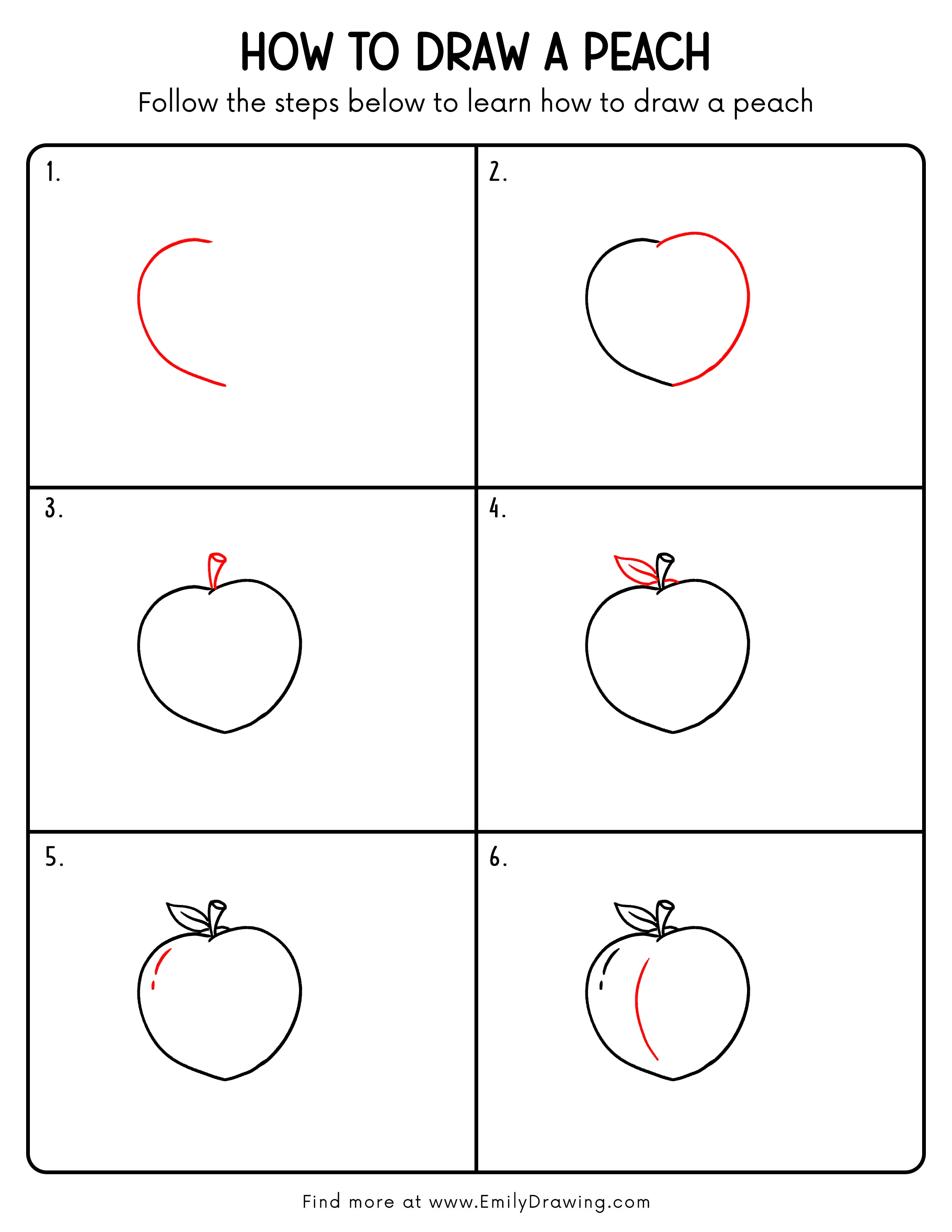 Printable Peach Drawing Guide