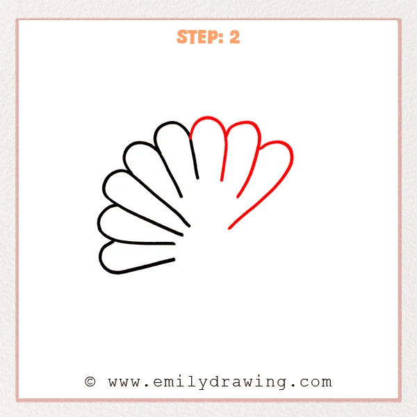 how to draw a peacock - Step 2