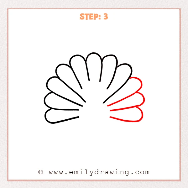 how to draw a peacock - Step 3