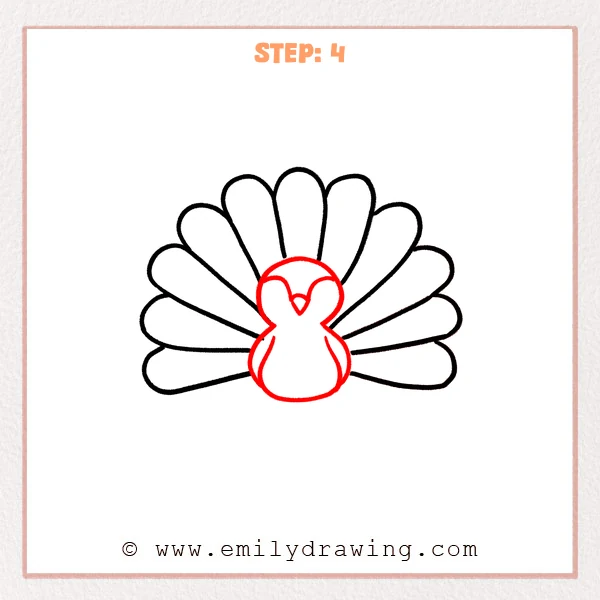 how to draw a peacock - Step 4