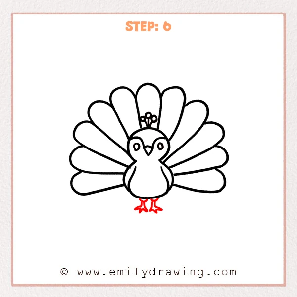 how to draw a peacock - Step 6
