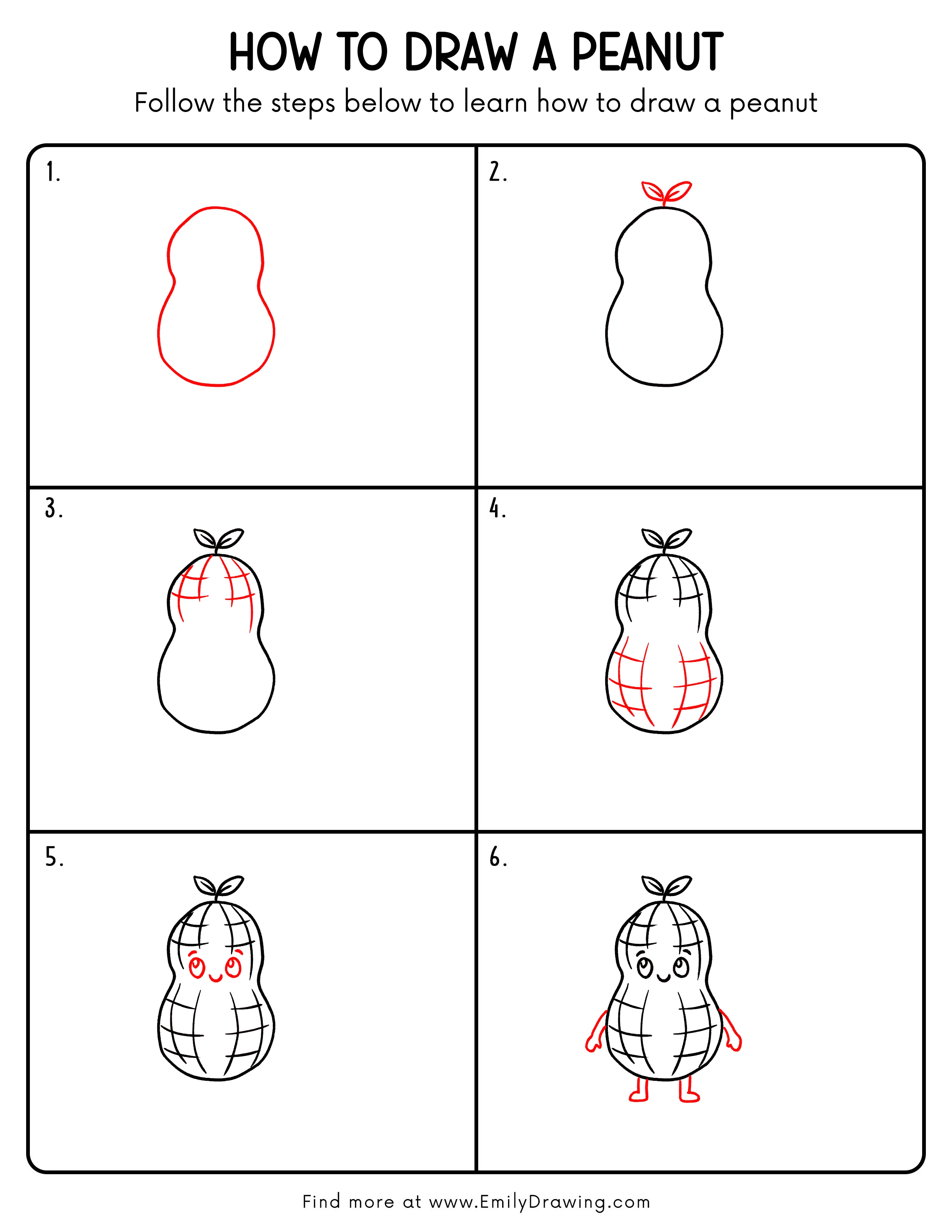 Printable Peanut Drawing Guide