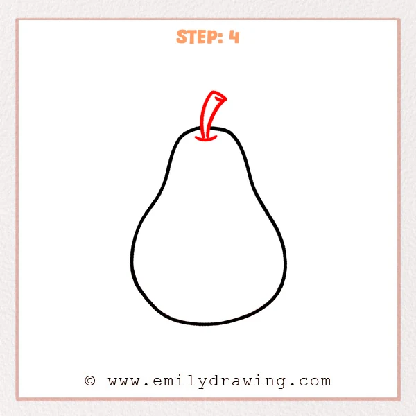 how to draw a pear - A pear drawing is refined by adding a curved stem to the top opening.