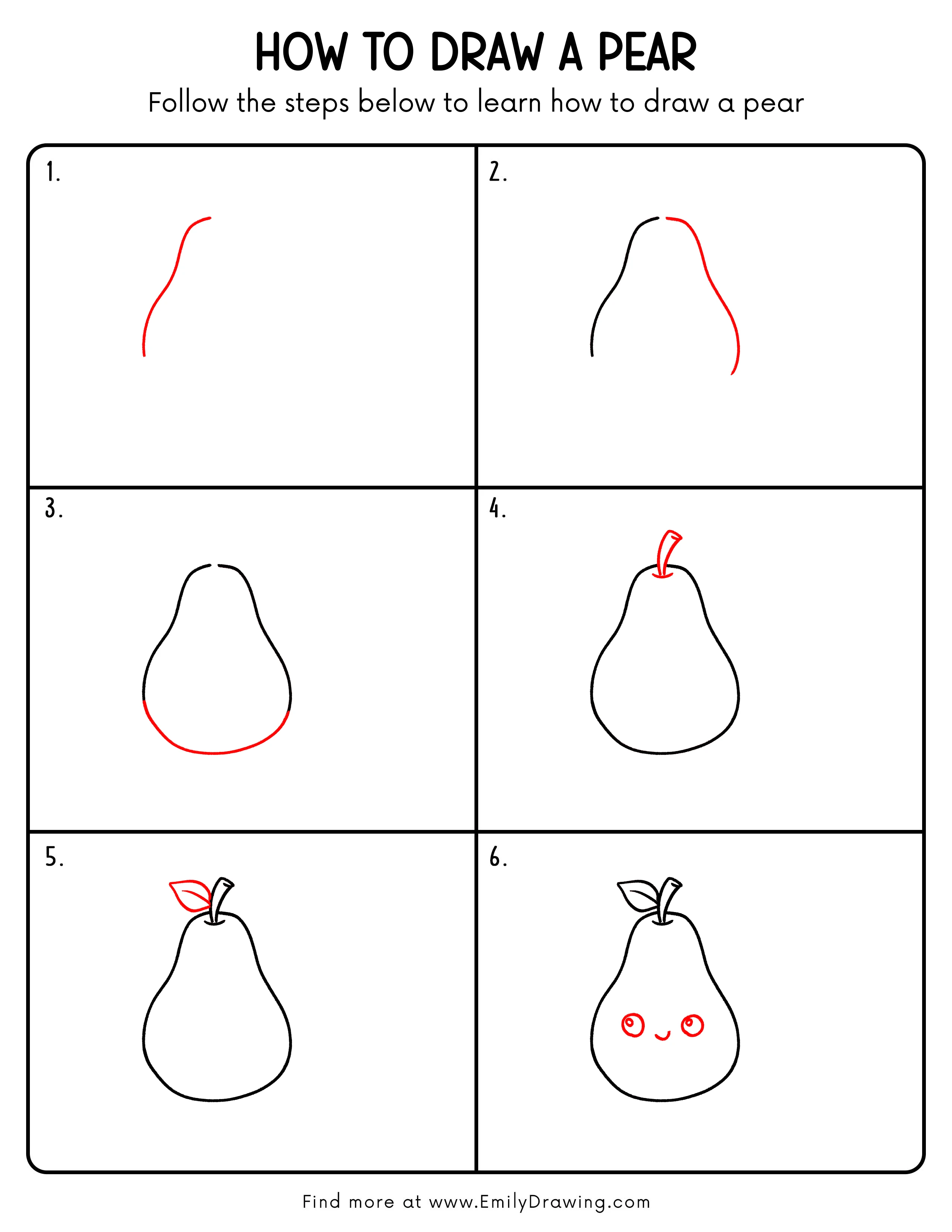 Printable Pear Drawing Guide