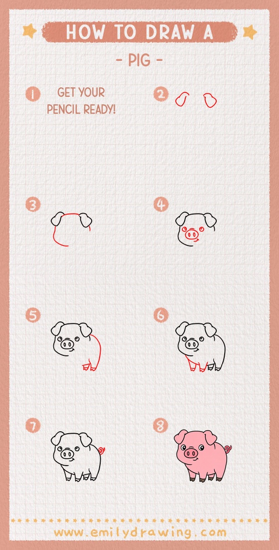how to draw a pig pinterest pin