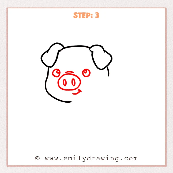 how to draw a pig - Step 3