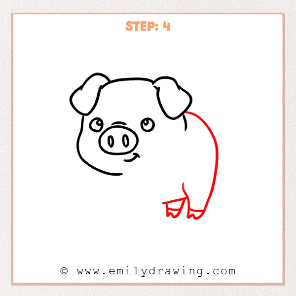 how to draw a pig - Step 4