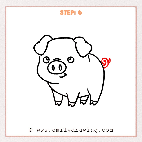 how to draw a pig - Step 6