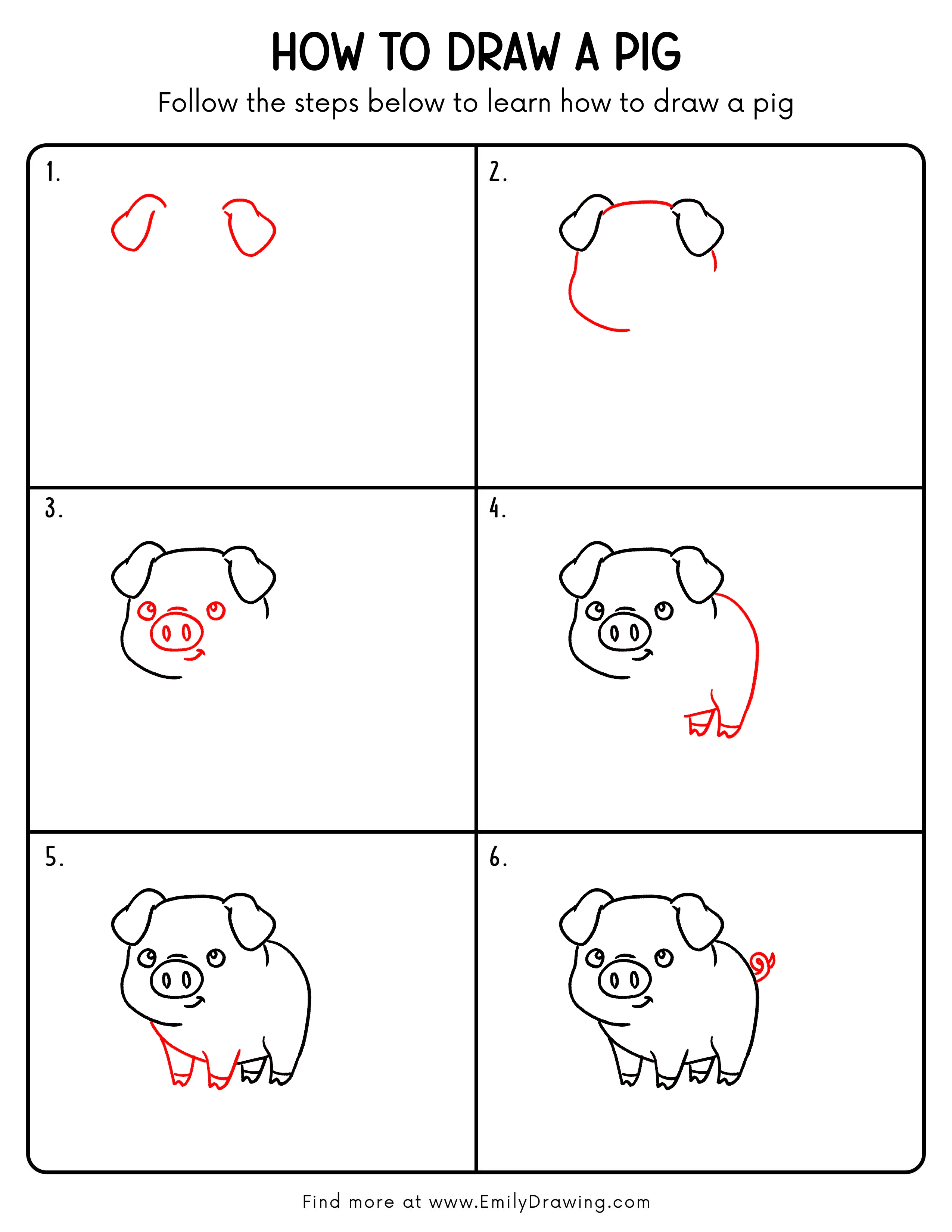Printable Pig Drawing Guide