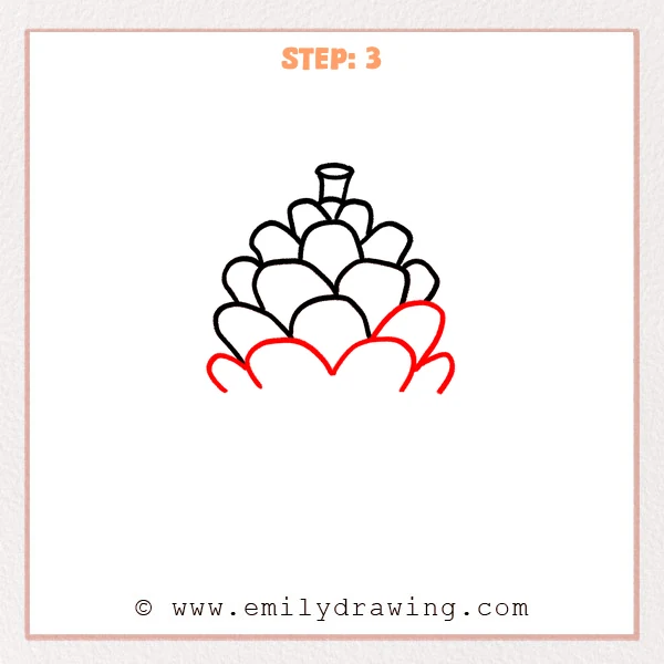 how to draw a pinecone - Step 3