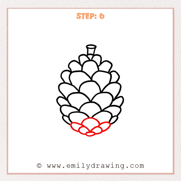 how to draw a pinecone - Step 6