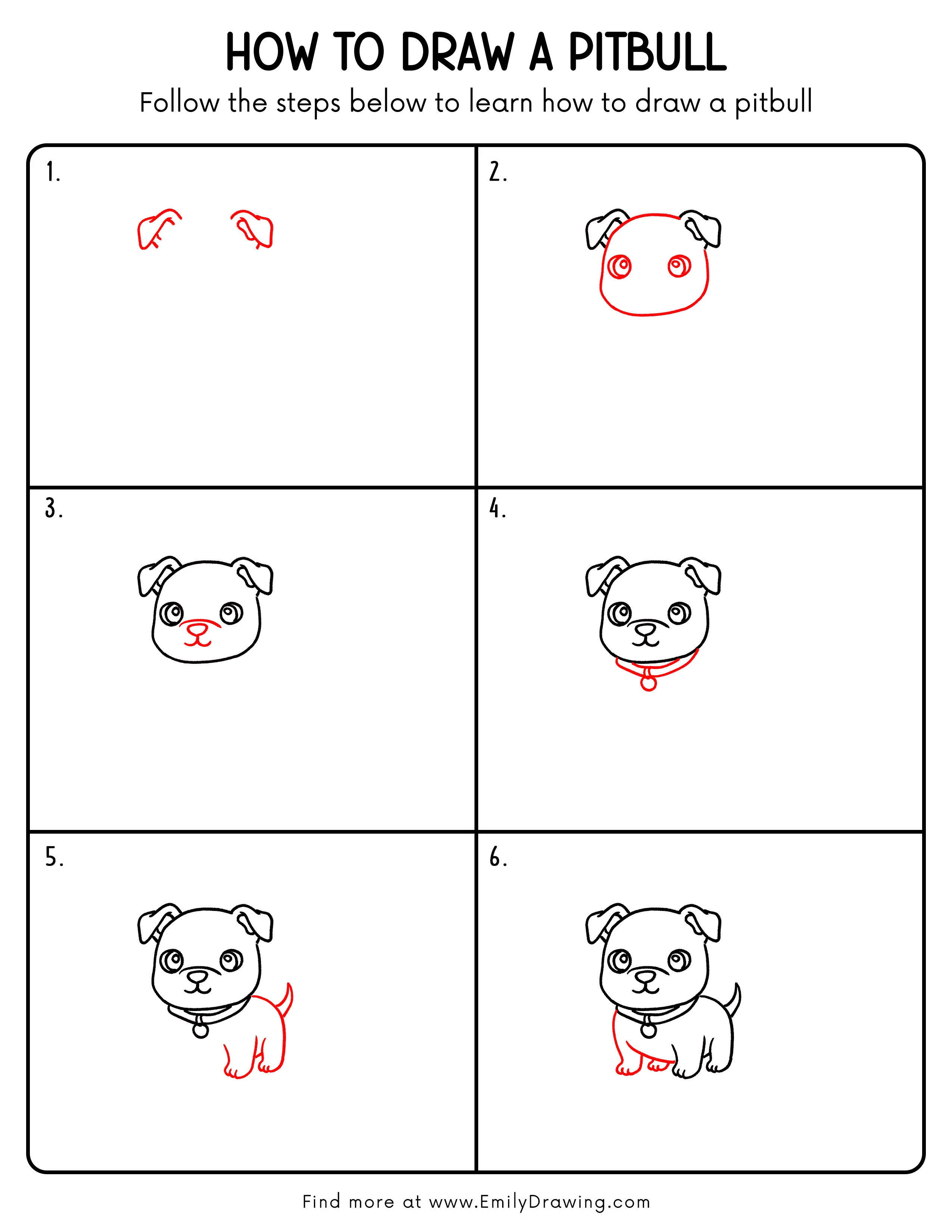 Printable Pitbull Drawing Guide
