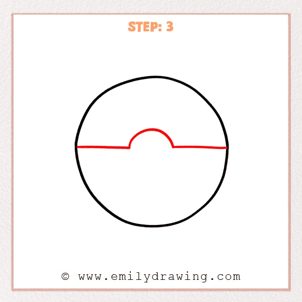 how to draw a pokeball - Step 3