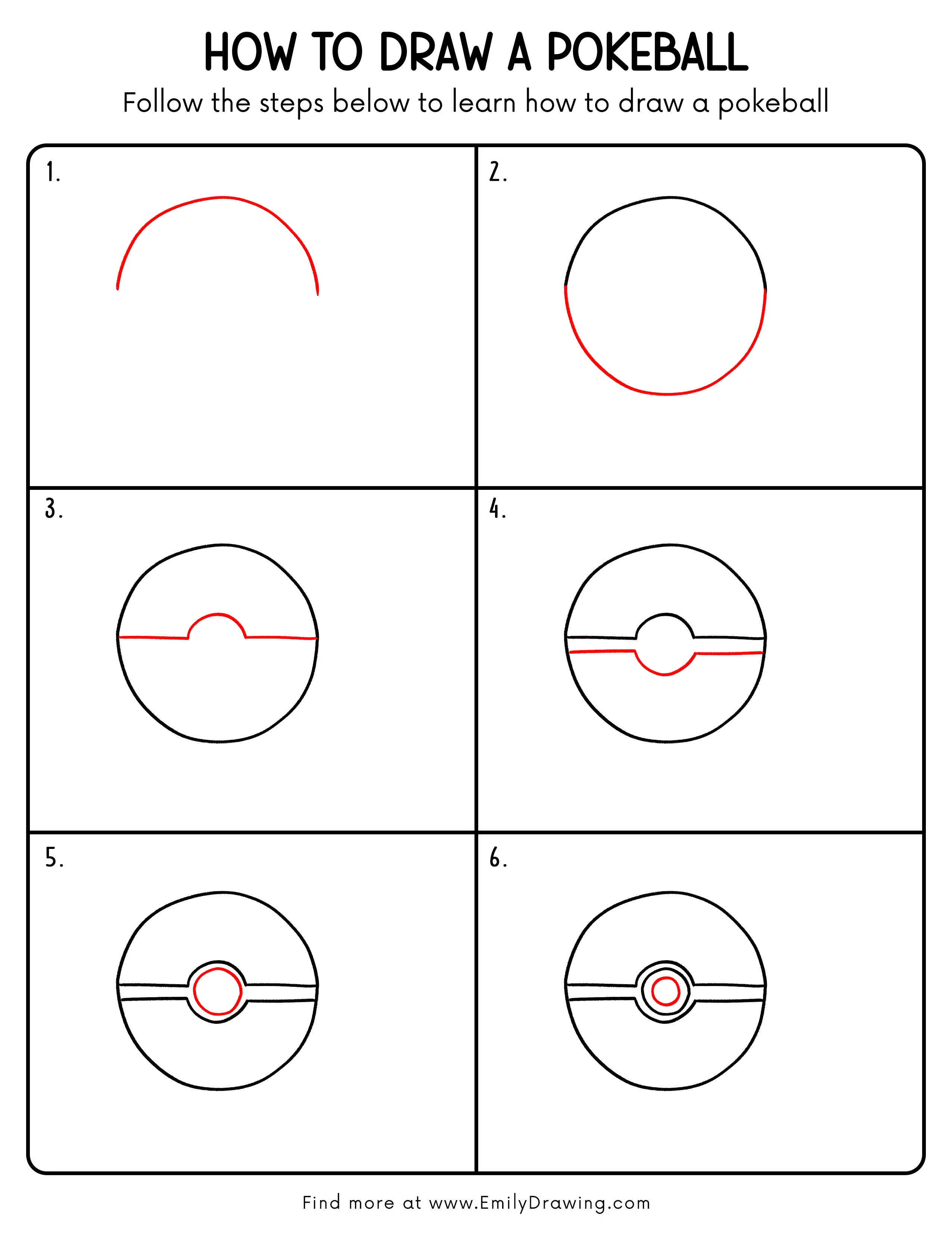 Printable Pokeball Drawing Guide