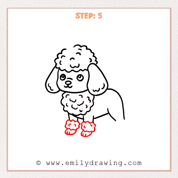 how to draw a poodle - Step 5
