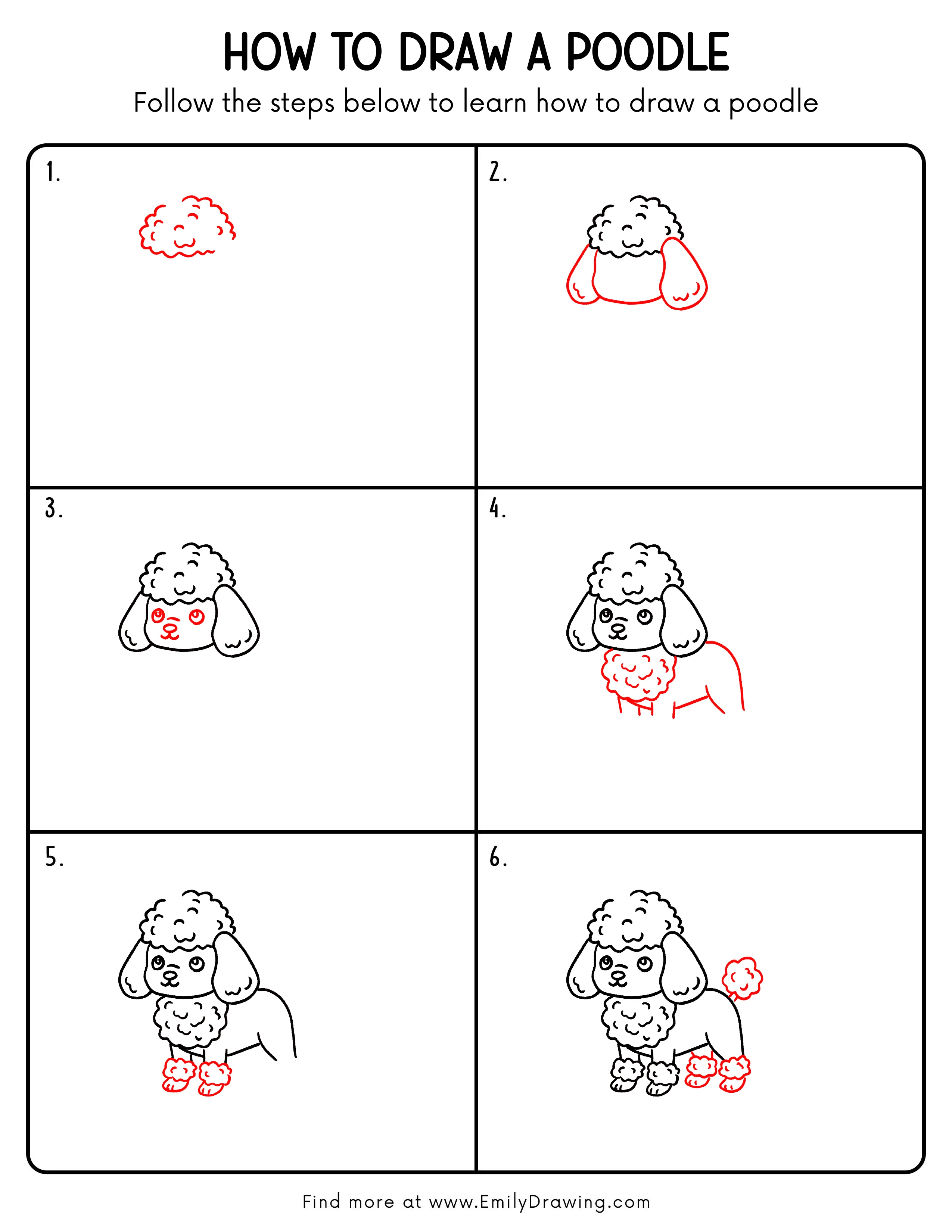 Printable Poodle Drawing Guide