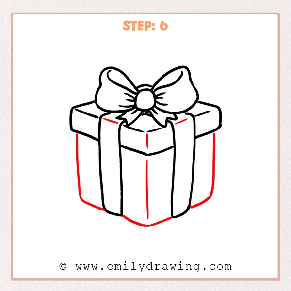 how to draw a present - Step 6
