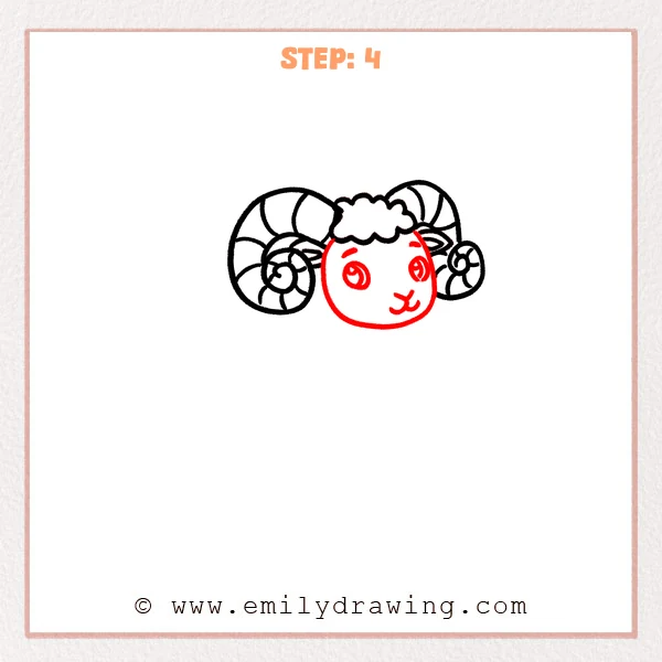 how to draw a ram - Step 4