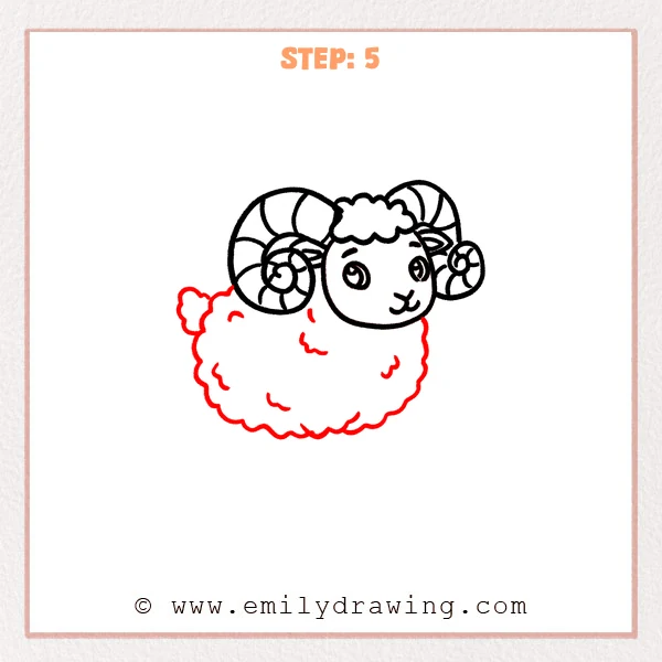 how to draw a ram - Step 5