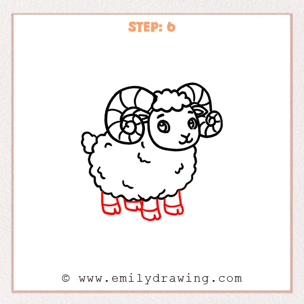 how to draw a ram - Step 6