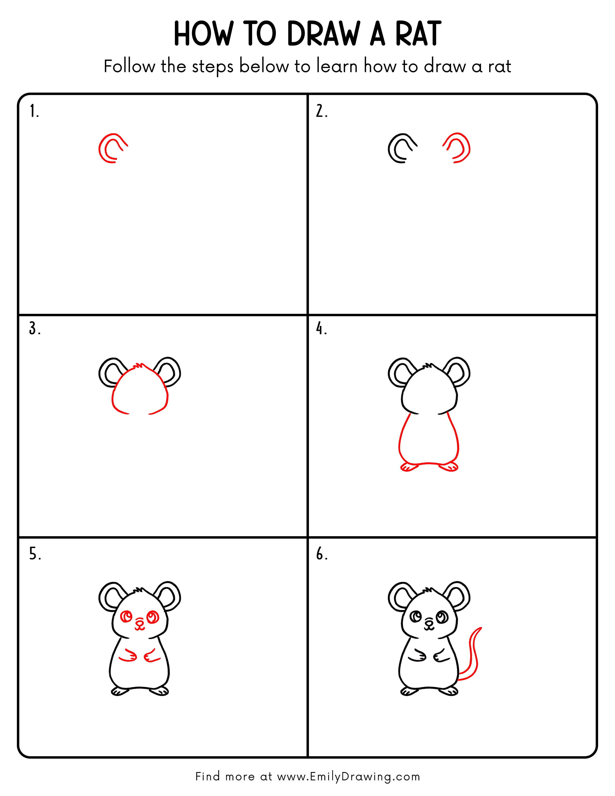 Printable Rat Drawing Guide