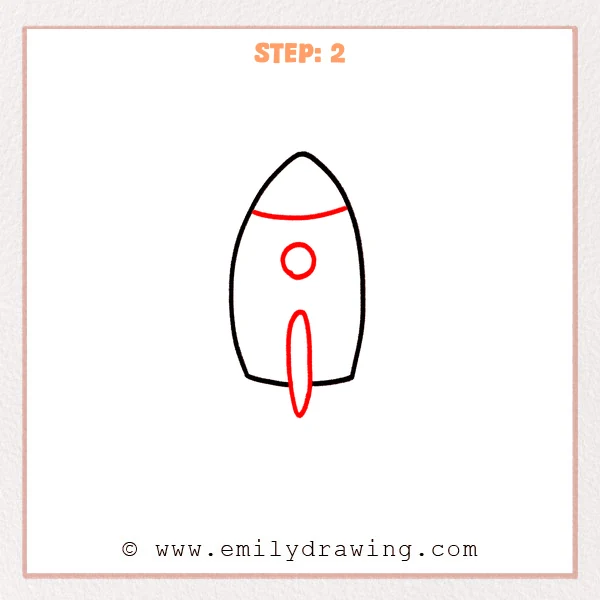 how to draw a rocket - Step 2
