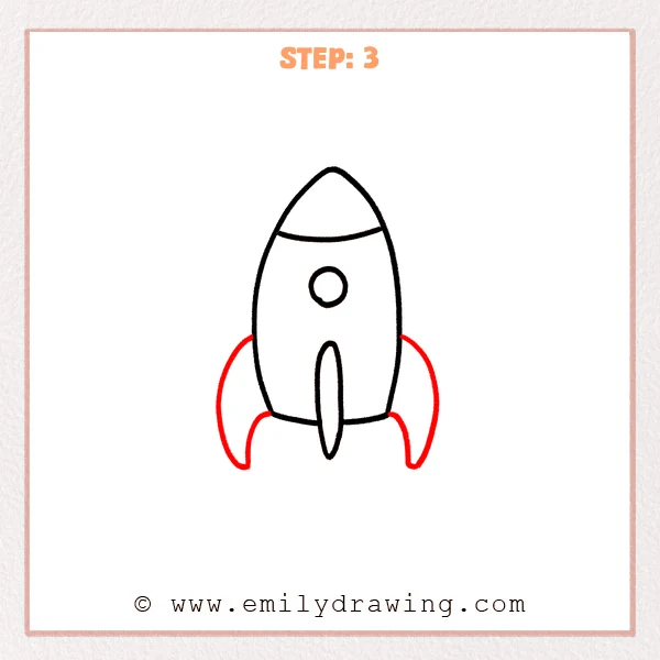 how to draw a rocket - Step 3