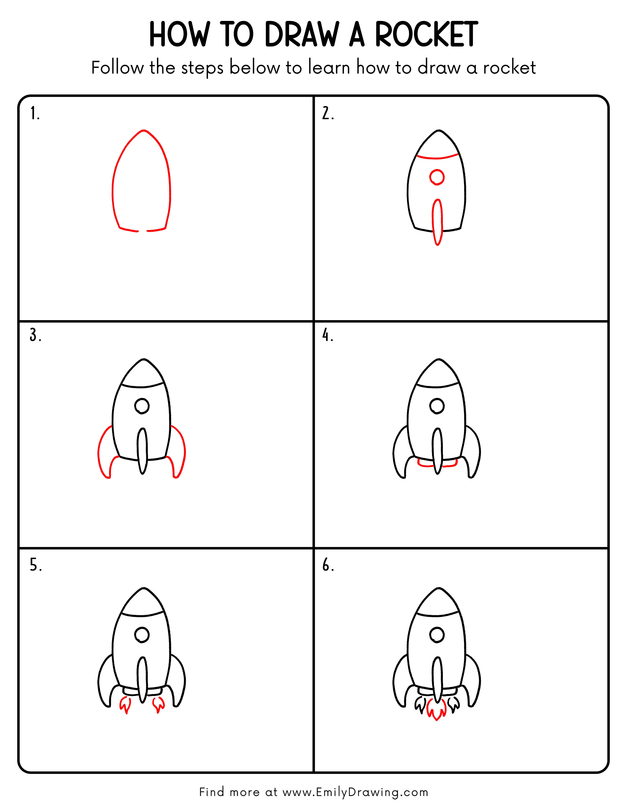 Printable Rocket Drawing Guide