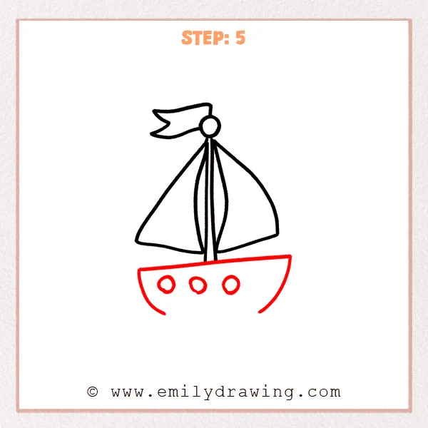 how to draw a sailboat - Step 5