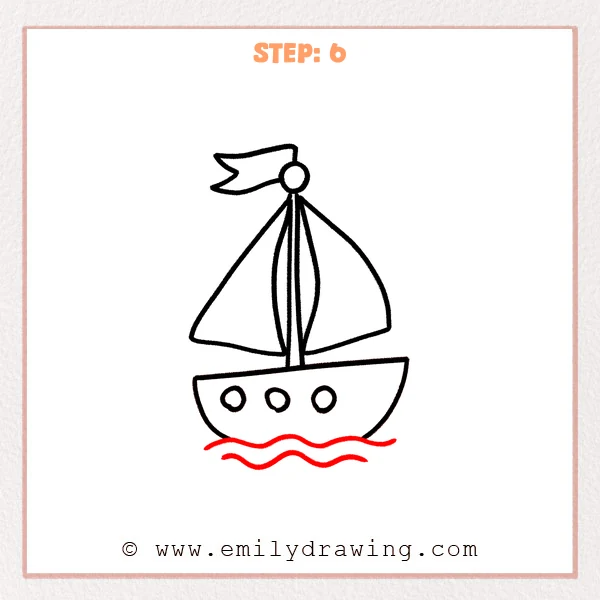 how to draw a sailboat - Step 6
