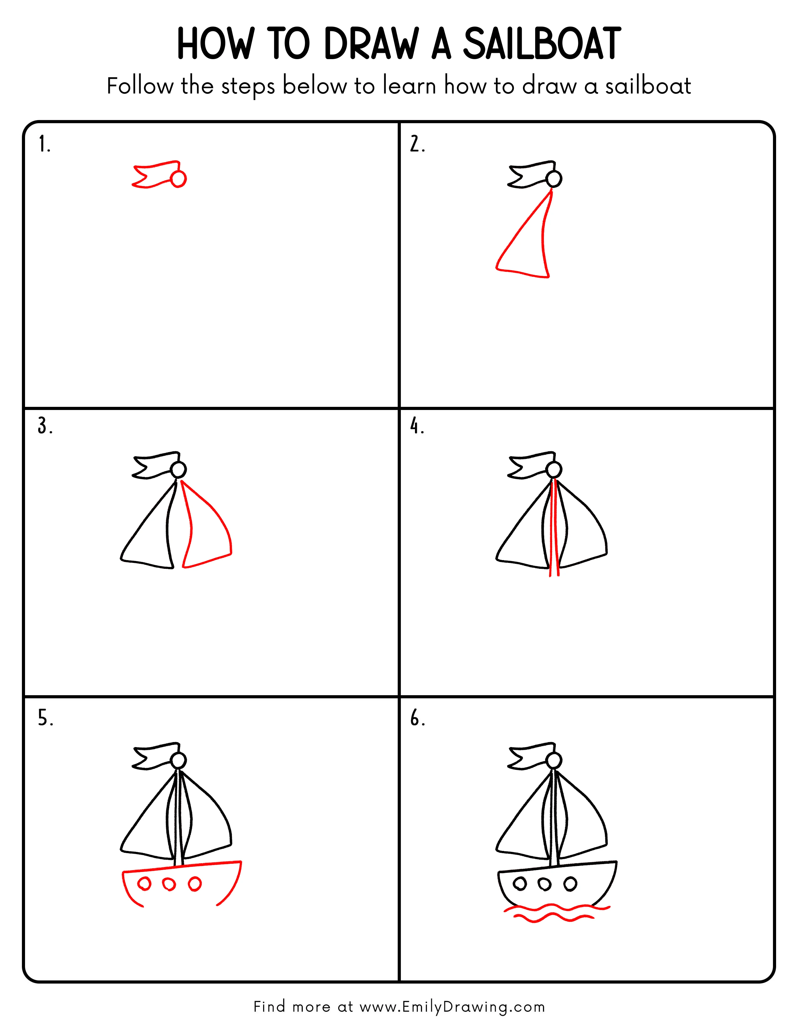 Printable Sailboat Drawing Guide