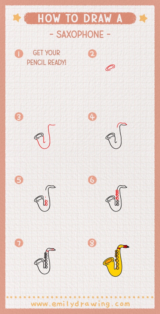 how to draw a saxophone pinterest pin