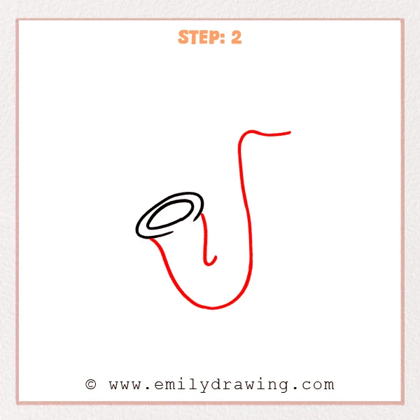 how to draw a saxophone - Step 2