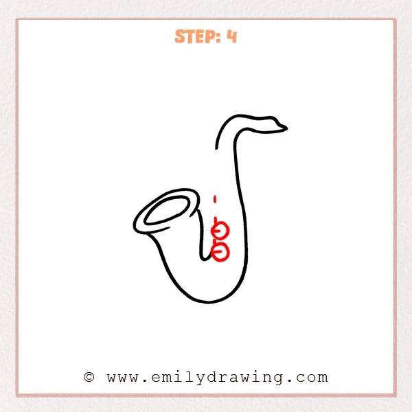 how to draw a saxophone - Step 4