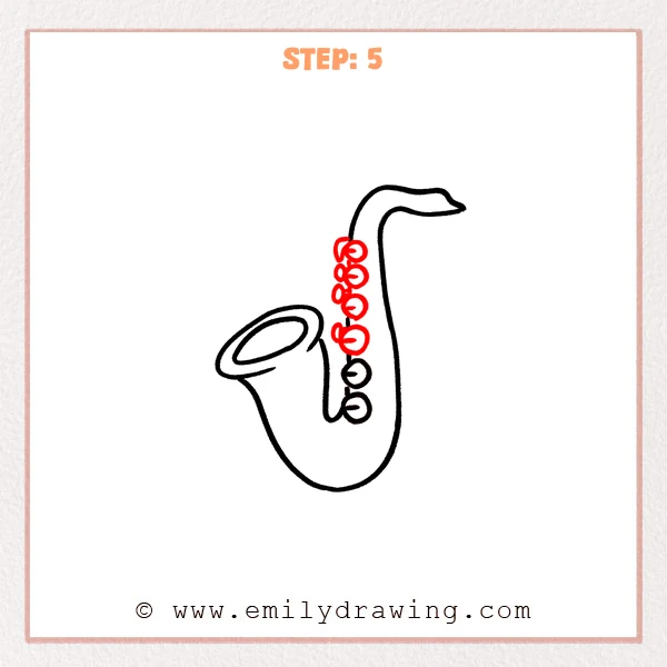 how to draw a saxophone - Step 5