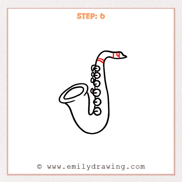 how to draw a saxophone - Step 6