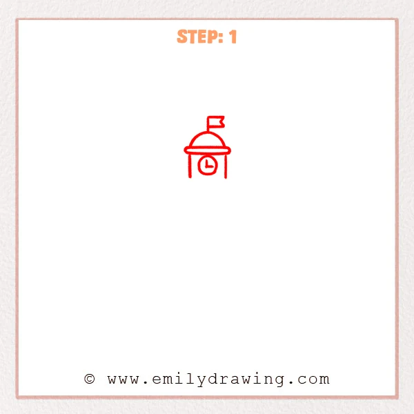 how to draw a school - Step 1