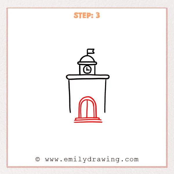 how to draw a school - Step 3