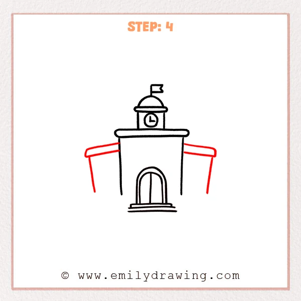 how to draw a school - Step 4