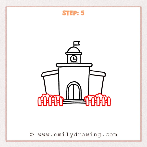 how to draw a school - Step 5
